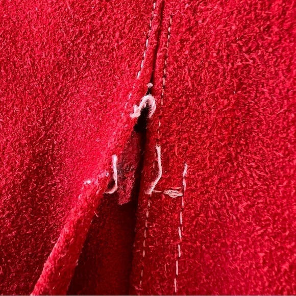 Vintage Red Suede Cape Warren of California Conchos Western Boho Hippie Large - Picture 12 of 15